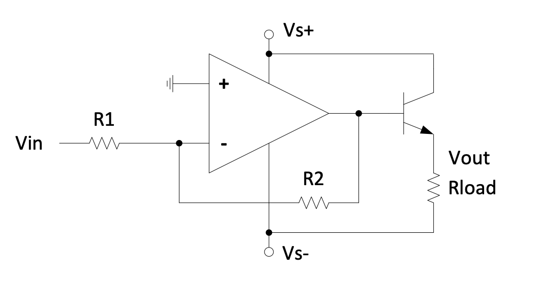 Inverting amplifier circuit with transistor