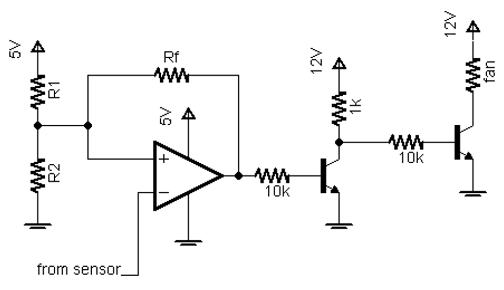 Hysteresis example circuit with positive feedback