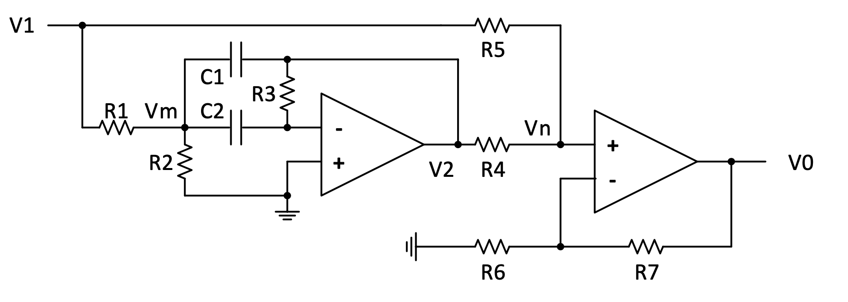Active notch filter circuit formed by subtracting a band-pass filter's transfer function from a gain