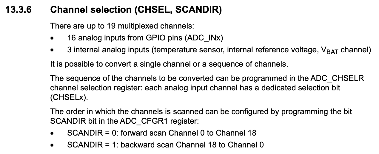 Channel selection in the ADC
