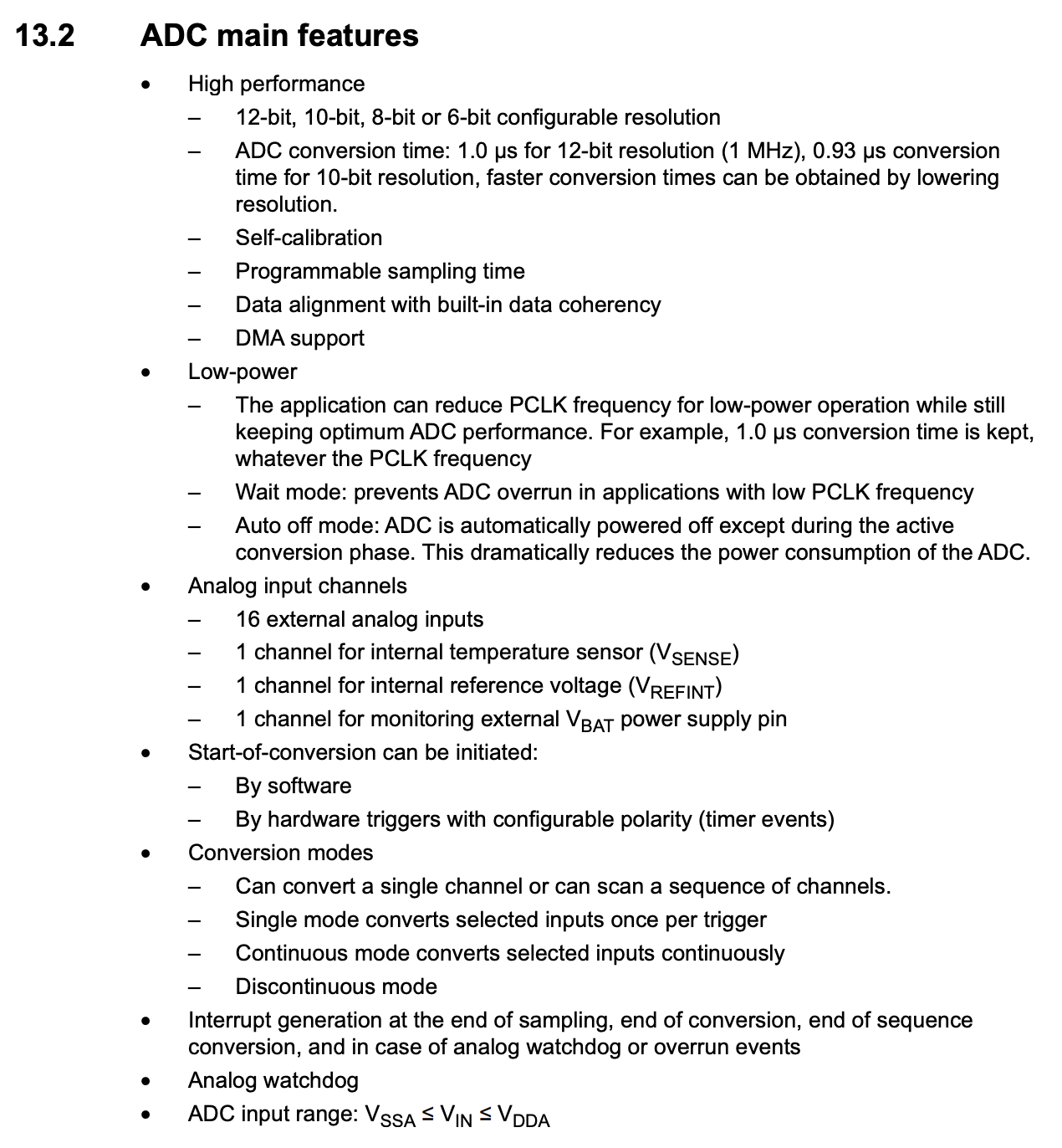 Features of the ADC on the STM32F0